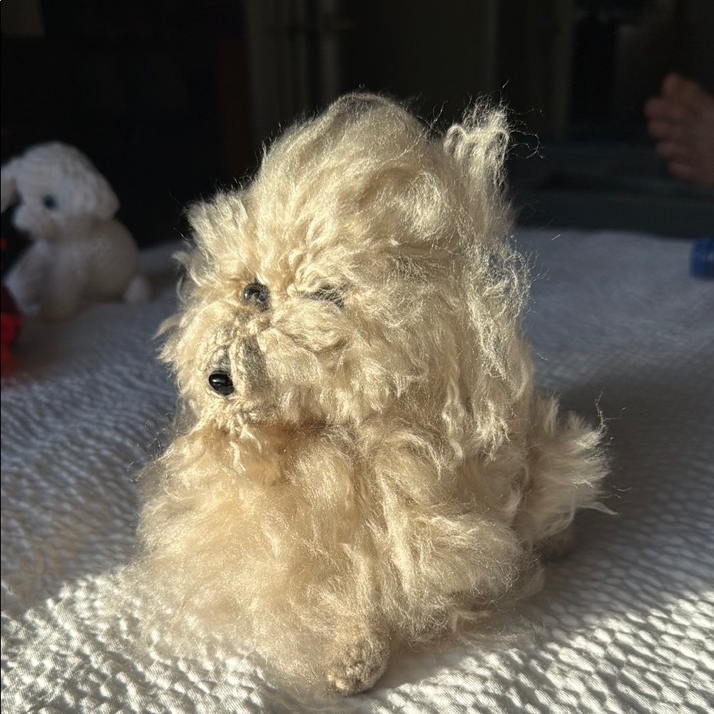 Handmade Fluffy Cream Plush Dog Toy
